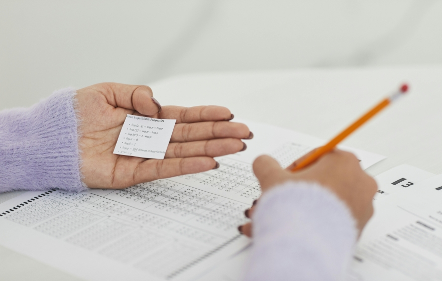 a student cheats on an exam