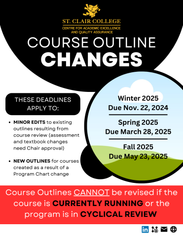 Course outline changes due dates for each semester